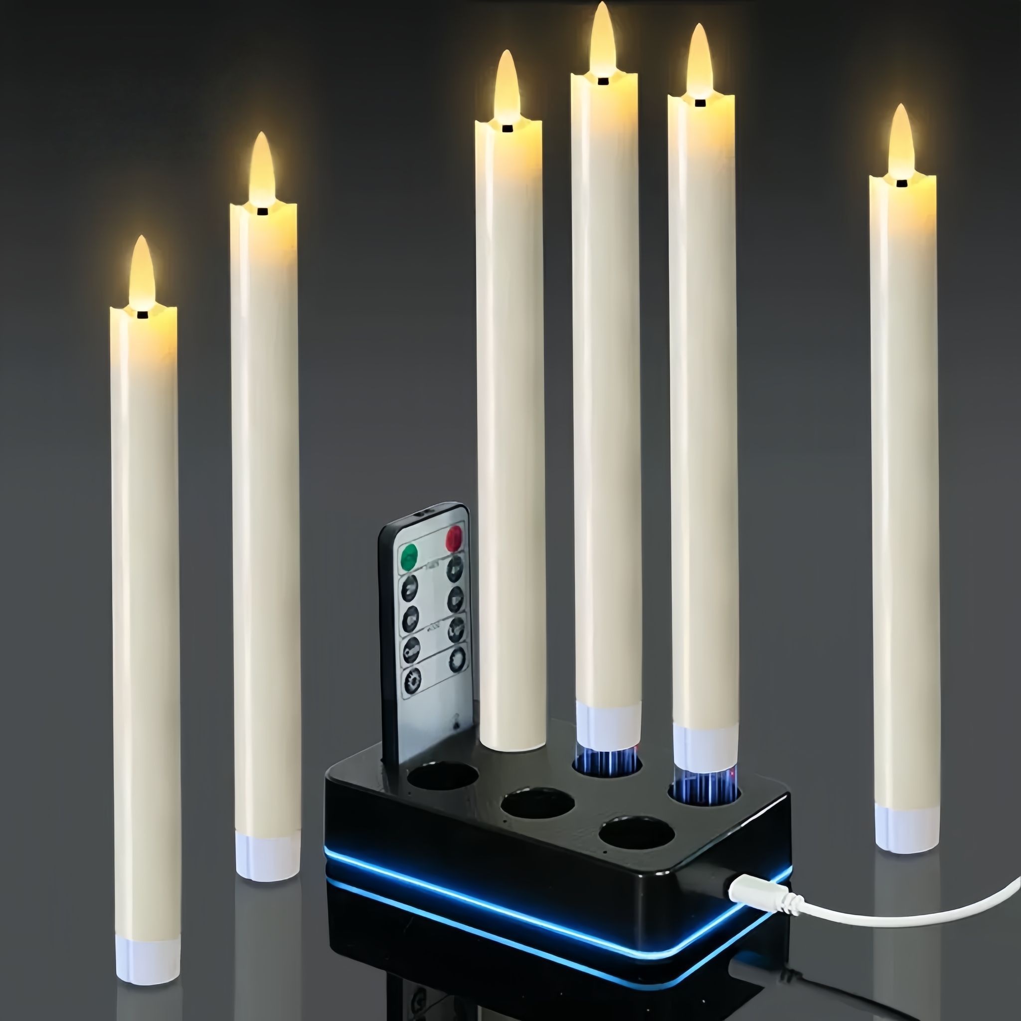 Wiederaufladbare 9,6-zoll-led-kronleuchterlichter, Ferngesteuerte Flackerlichter Mit Ladestation, Festliche Tischdekoration