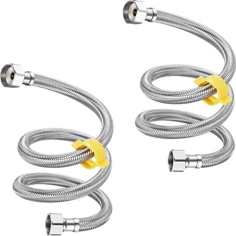 2 Stück G 1/2" X G 1/2" Edelstahl-geflechteter Schlauch, Wasserleitungsschlauch Für Badezimmer, Wc-armaturen, Küchenspüle, Wassereinlaufschläuche, 250cm