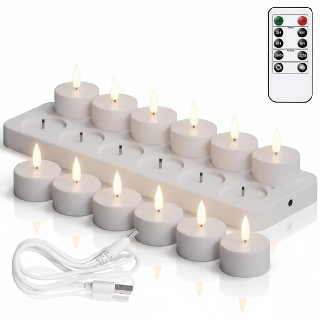 12er-pack Wiederaufladbare Led-teelichter Mit Fernbedienung Und Timer (keine Flamme Erforderlich) – Flackernde Teelichter Für Halloween-, Weihnachts- Und Partydekorationen