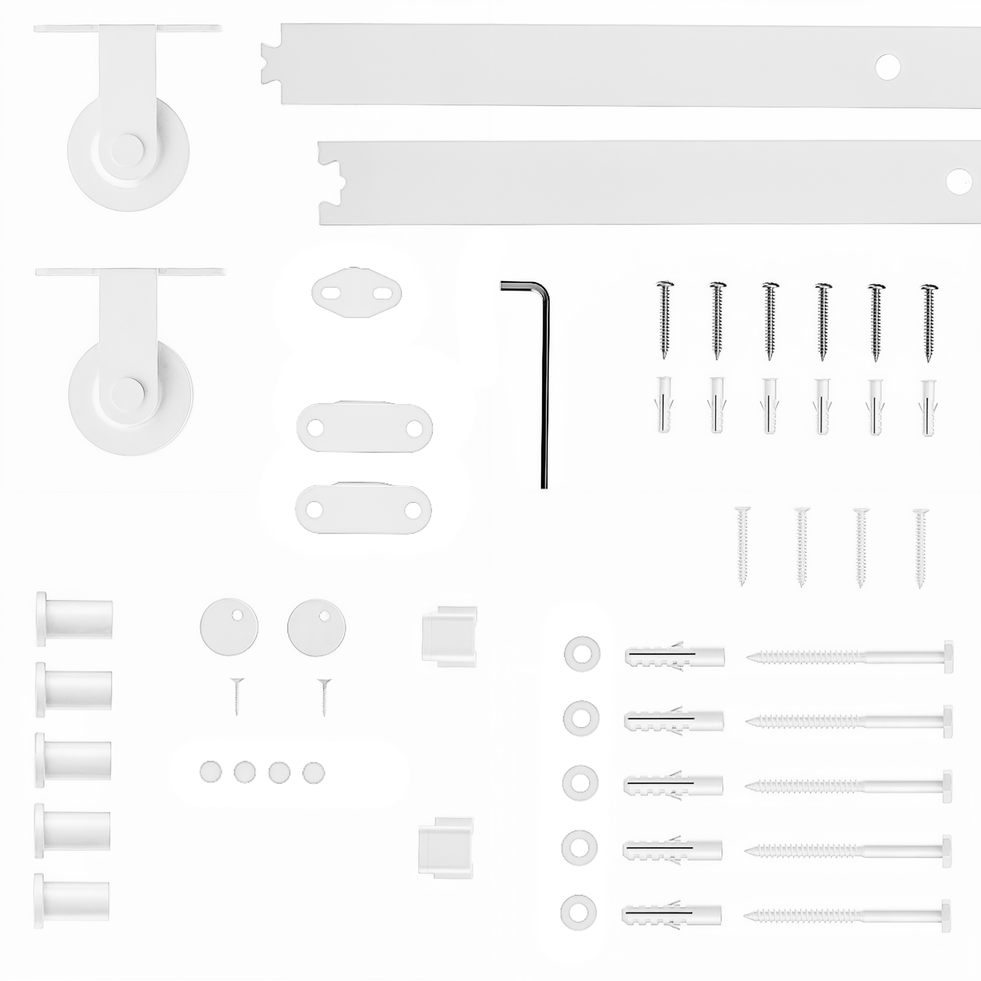 Schiebetür-beschlag-set 200 Cm, Mit 2 Schienen Und Führung, Weiß