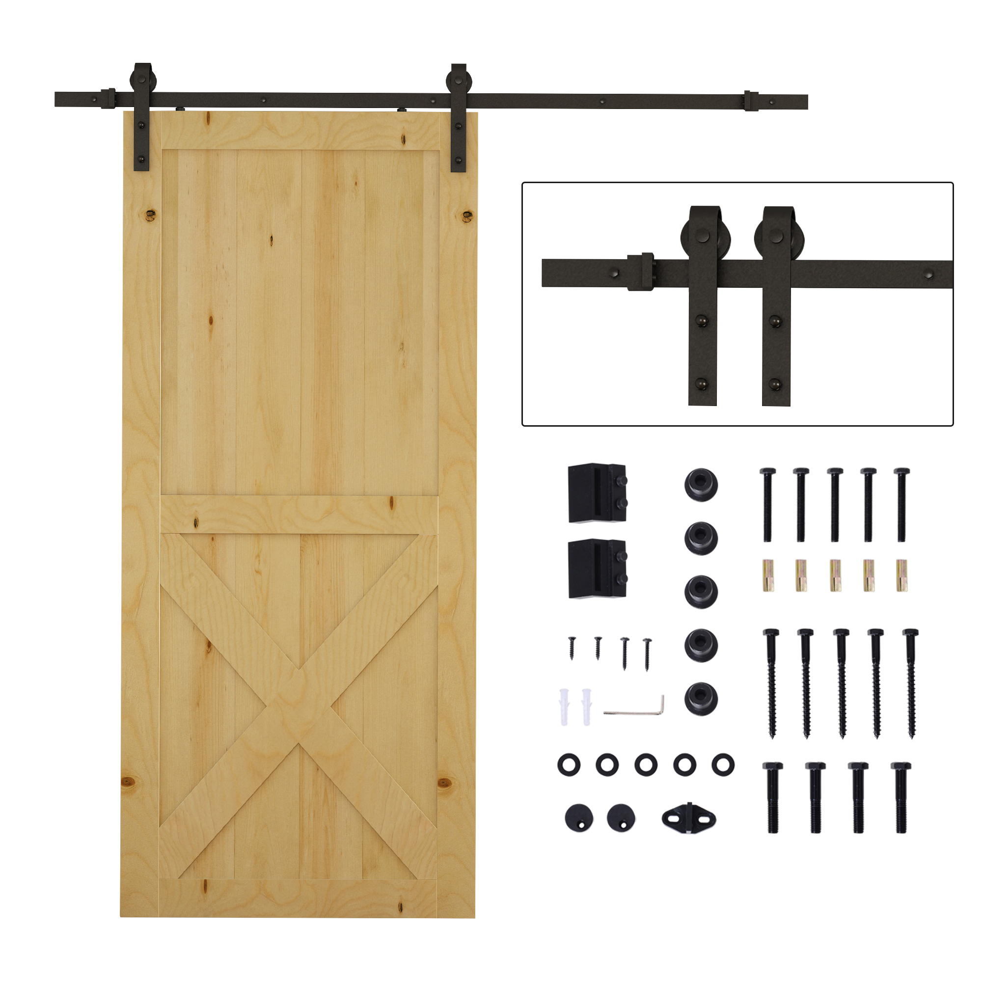 Schiebetür-gleitschienen-bausatz, 2 M, Bis 100 Kg, Kohlenstoffstahl, Schwarz