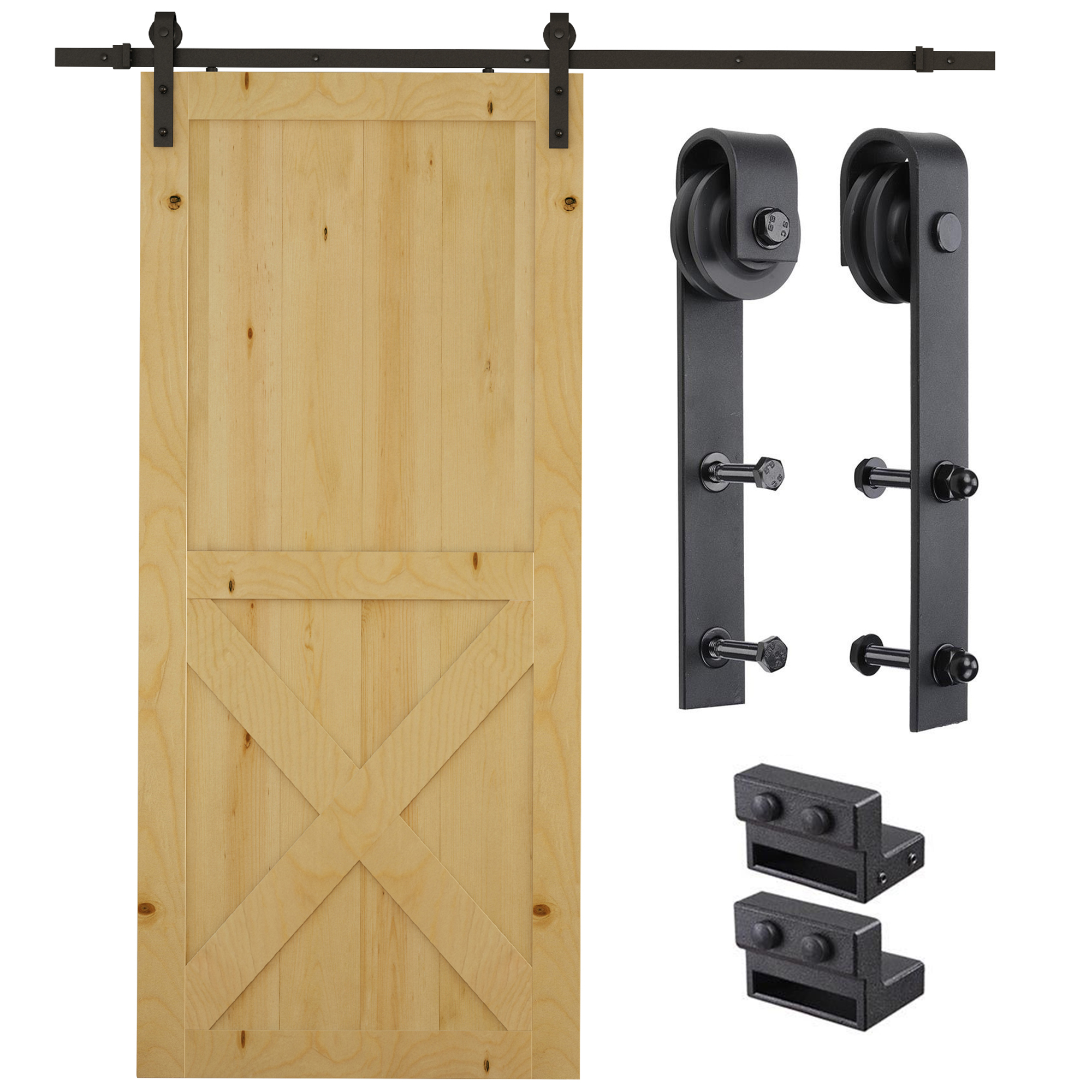 Schiebetür-schienen-set Mit Zubehör Und Rollen, Bis 100 Kg, Karbonstahl, 200x4x0,6 Cm