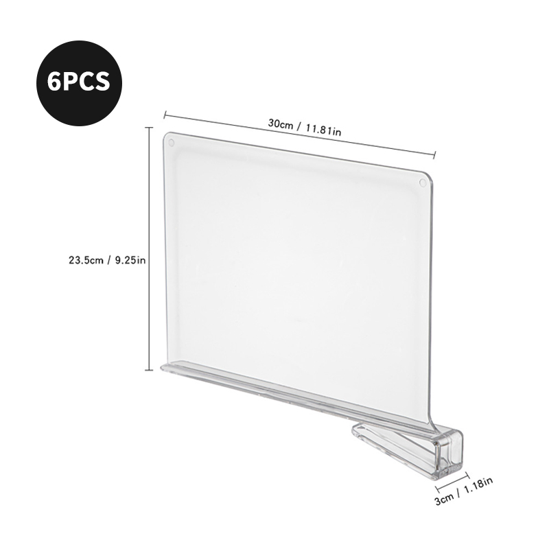 Schrankteiler Transparent 6er Set, Ohne Bohren, Für Kleiderschrank & Schubladen