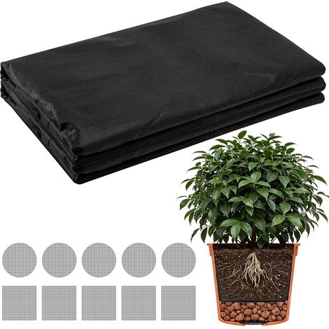 Vliesstoff Für Blumentöpfe, 2 M X 5 M, Zuschneidbar, Pflanztopf-vlies Mit Drainagerost, 50 G/m², Blumenkasten, Unkrauthemmend, Vlies Zur Entwässerung Gegen