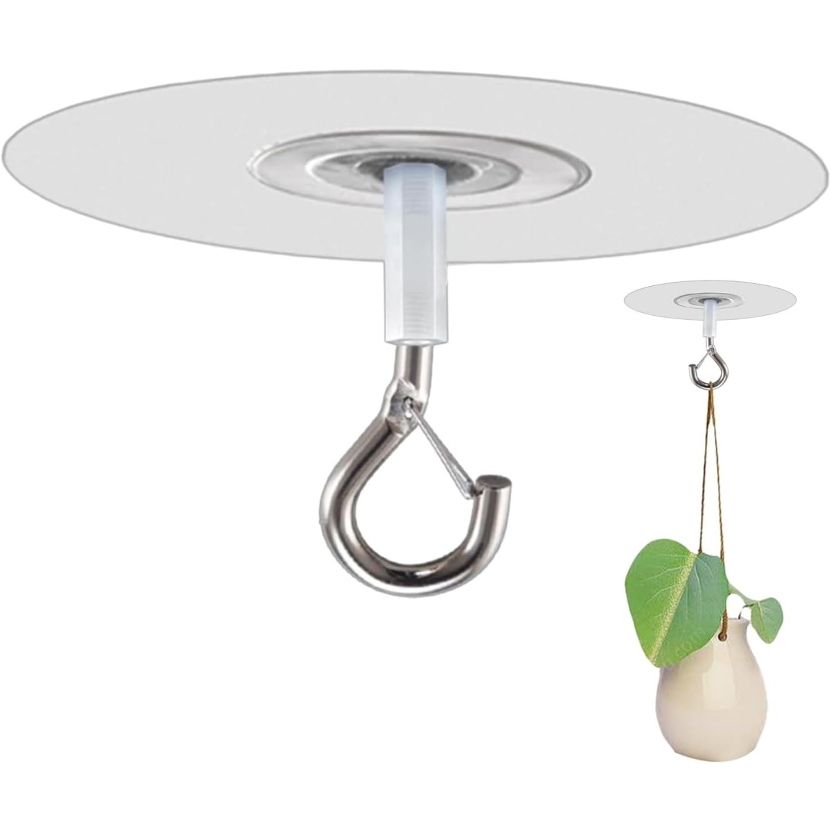 Selbstklebende Runde Deckenhaken Zur Montage Ohne Bohren In Pvc Und Edelstahl, Transparent, Wiederverwendbar, 5er-packung, Tragkraft Bis Zu 10-15 Kg