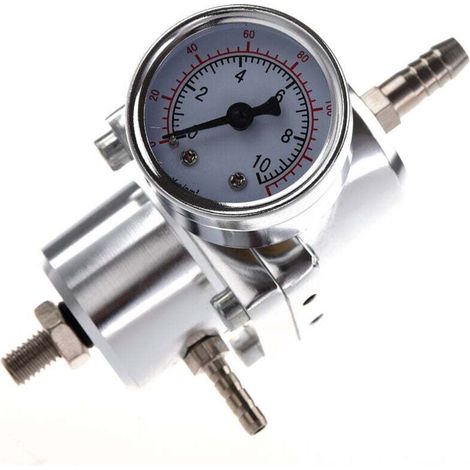 Universeller Kraftstoffdruckregler Für Autos Mit Einstellbarem Druck Und Manometer, Silber