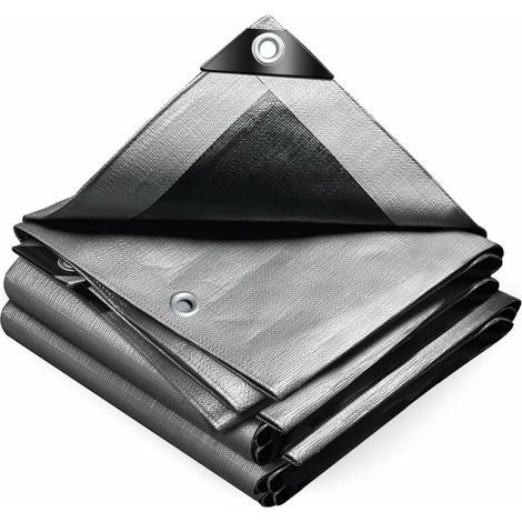 Robuste Und Wasserdichte Polyethylen-schutzhülle, 160 G/m², Grau/schwarz, 3x4 M