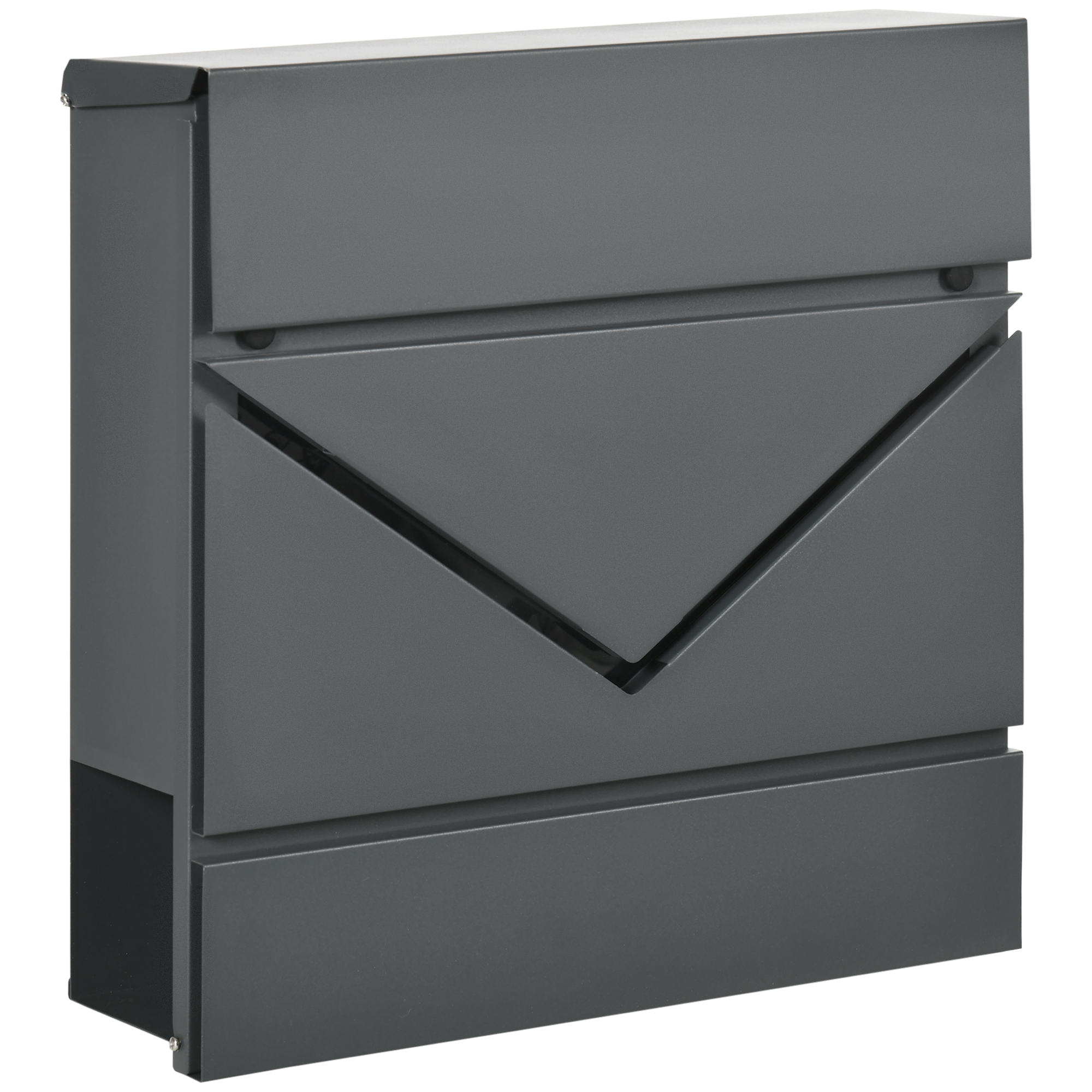 Verzinkter Stahl-briefkasten Mit Zeitungsfach Und 2 Sicherheitsschlüsseln, 37x10,5x37 Cm, Grau