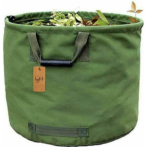 Gartensack 125l Extra Robust Mit Griffen, Grüner Laubsammelbeutel Aus Militärischer Plane (h45,7 Cm, D55,8 Cm)