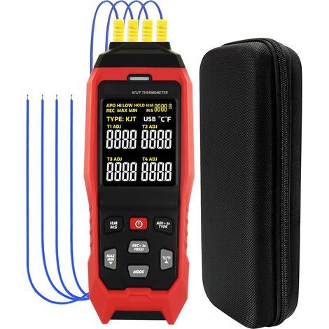 4-kanal-thermoelement-thermometer, Digitales K/j/t-typ-thermometer Mit 5000 Programmierbaren Temperaturdatengruppen Zur Aufzeichnung In Einem Bereich Von -328 Bis 1370 °c