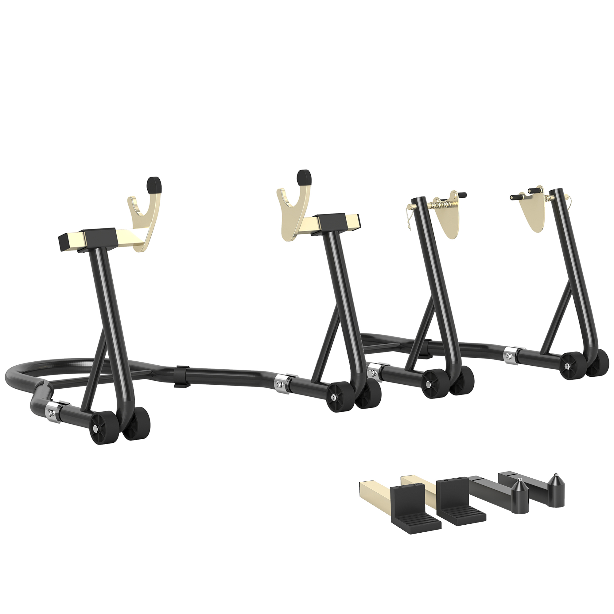 Vorder-/hinterradständer, Bis 390 Kg, Motorrad-werkstattständer, Verstellbarer Stahlarm, U+l-gabel, Schwarz