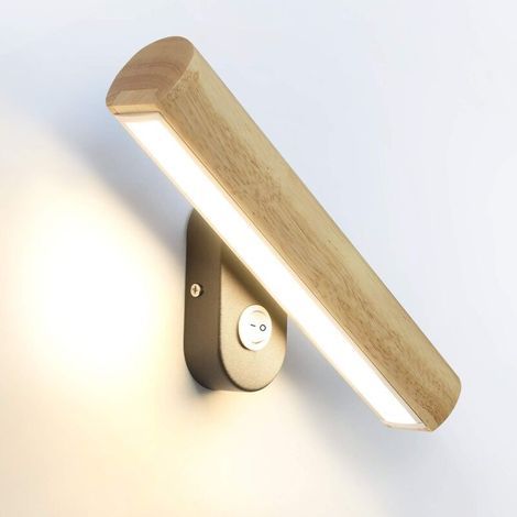 Wandlampe Aus Holz Mit Led Und Integriertem Schalter, 360° Schwenkbar, Bettlampe 6 W Mit 3 Lichtfarben (warmweiß / Kaltweiß / Neutralweiß), 32,5 Cm, Für Wohnzimmer, Schlafzimmer, Flur Und