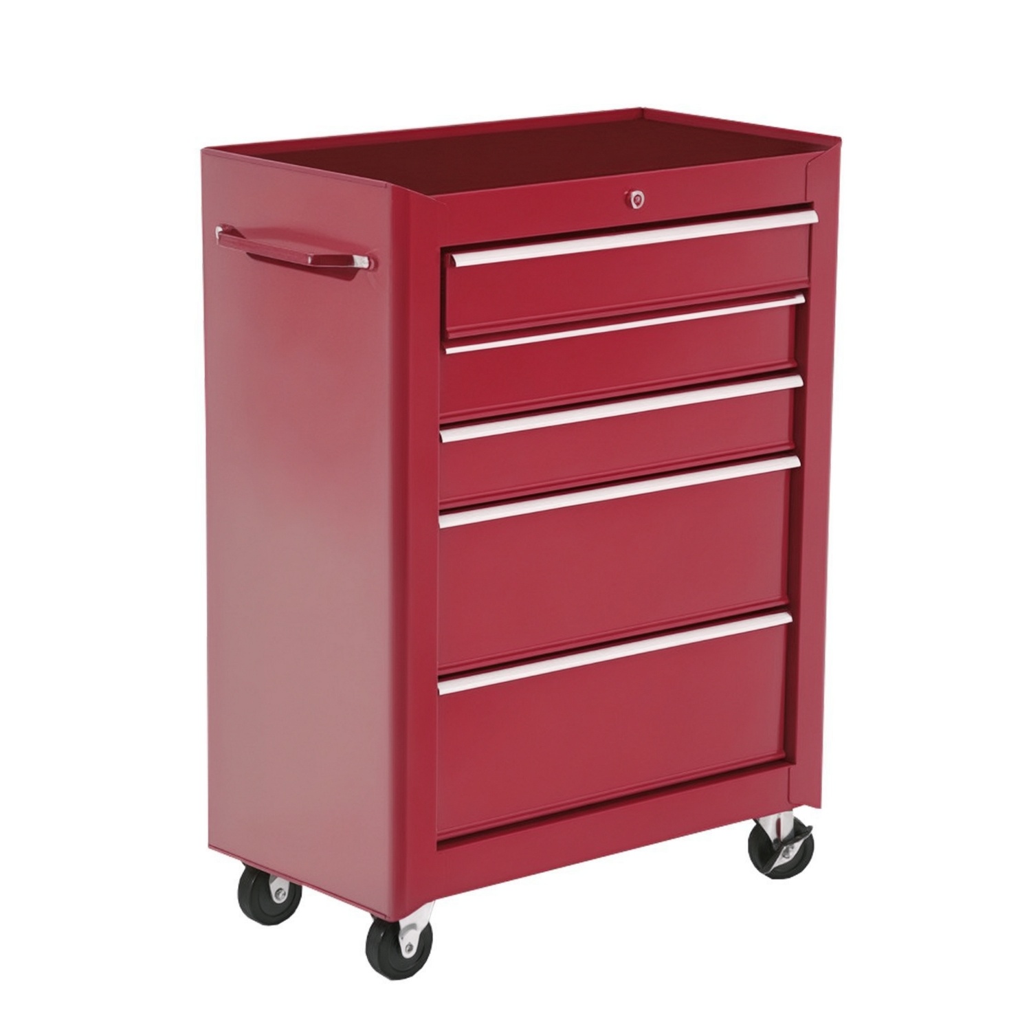 Werkstattwagen 5 Schubladen, Abschließbar, Mit Rollen, 61,5x33x82,5 Cm, Rot