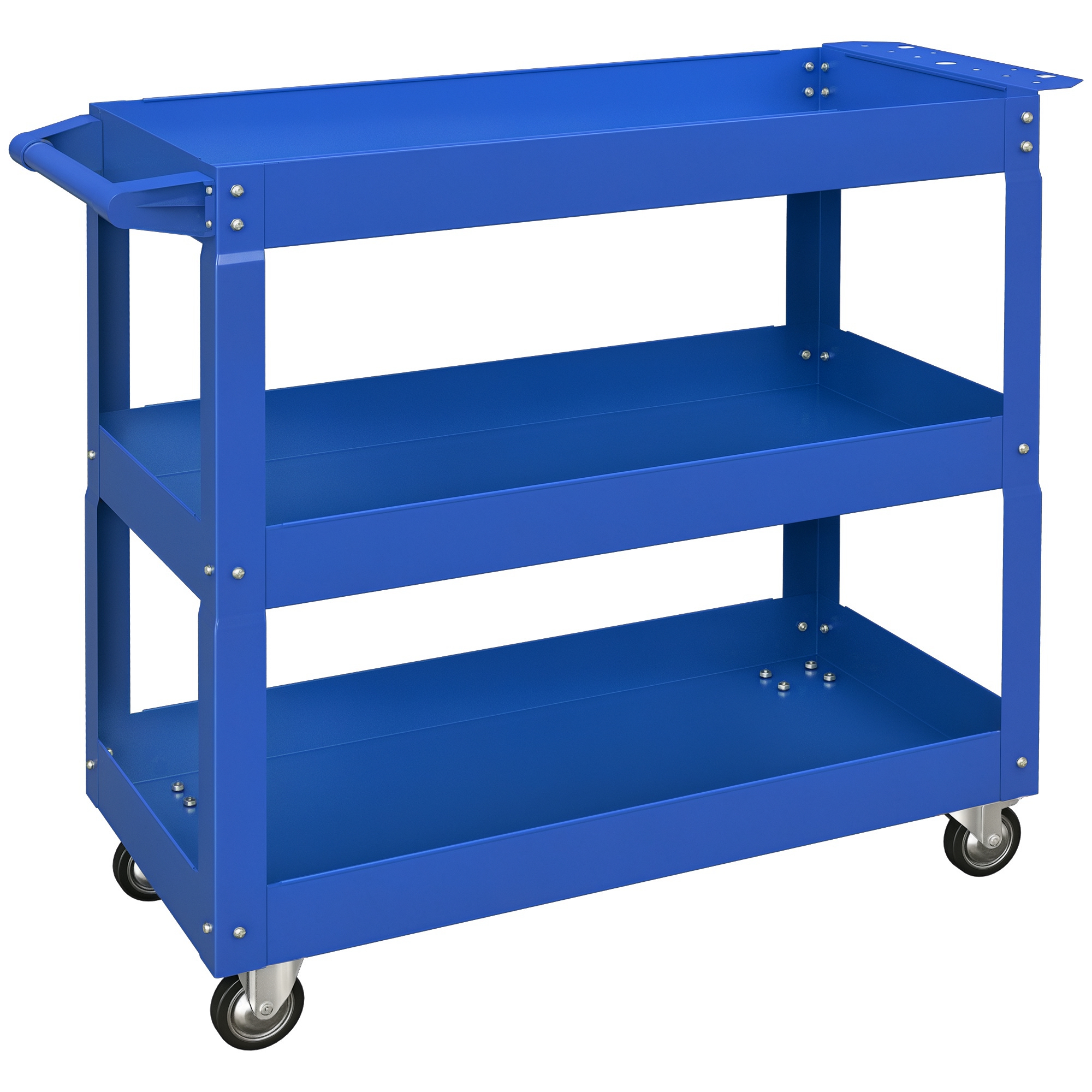 Werkstattwagen Aus Stahl, 3 Ablagen, Seitengriff, Bis 150 Kg, 83x35,3x76 Cm, Blau