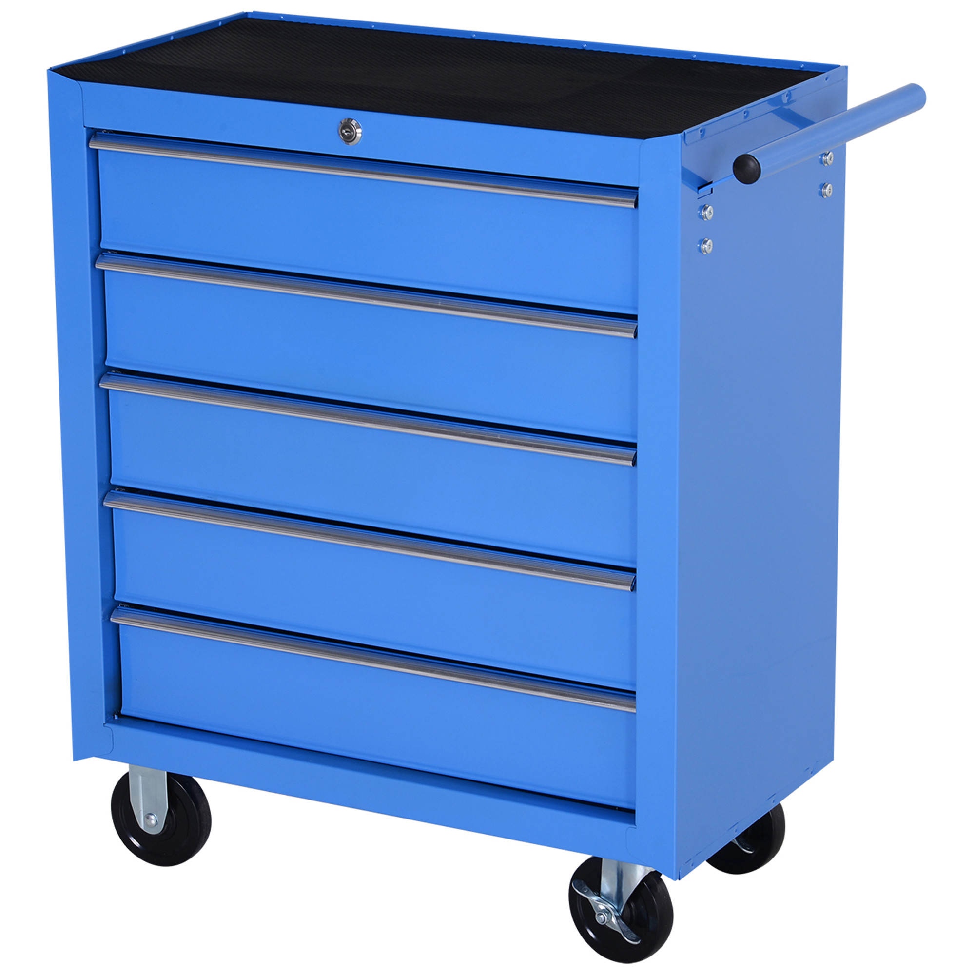 Werkstattwagen Mit 5 Schubladen, Metall, Blau, 67,5x33x77 Cm