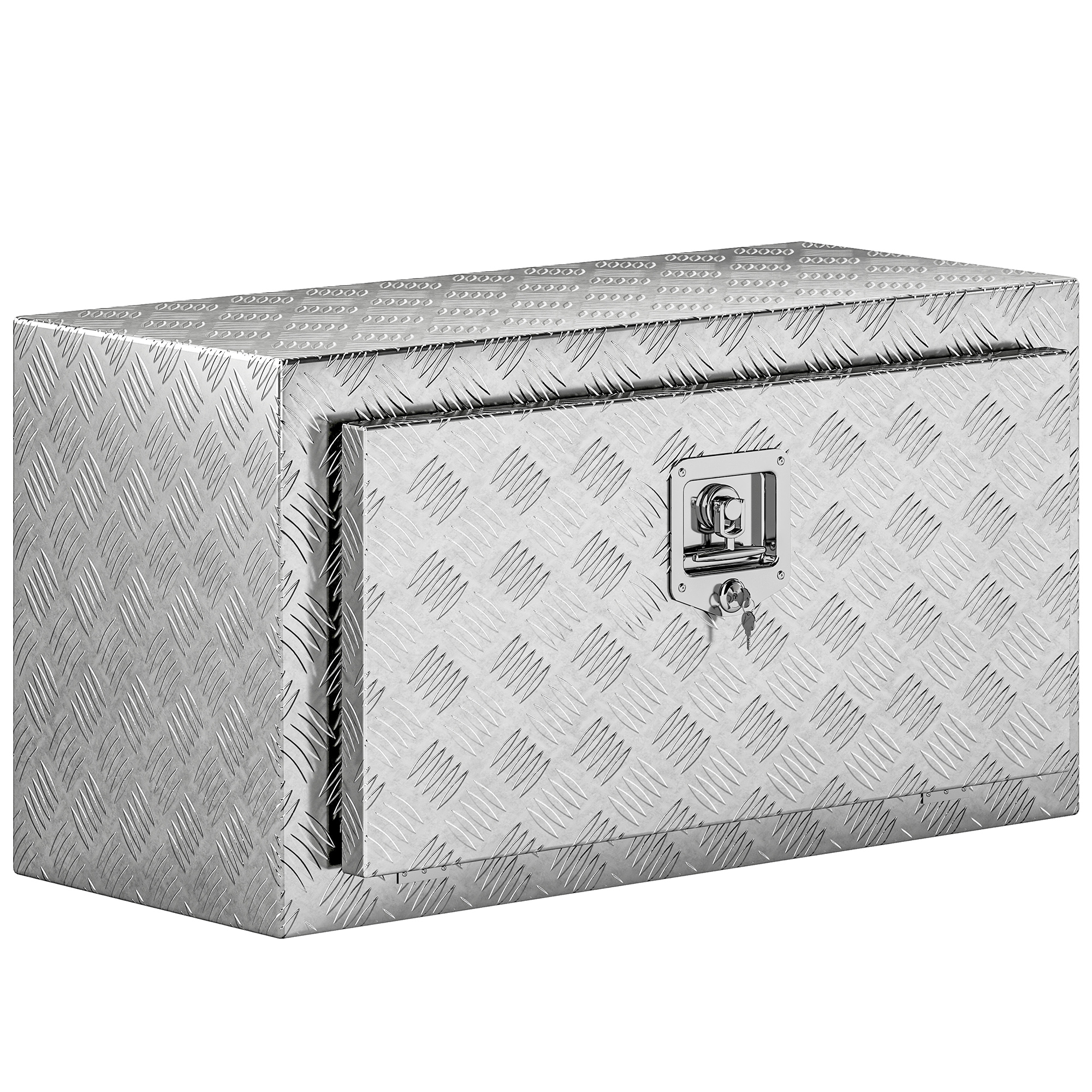Werkzeugkoffer Aluminium 96 L, Mit Schloss Und 2 Schlüsseln, Fronttür, Silber, 76x36x41 Cm