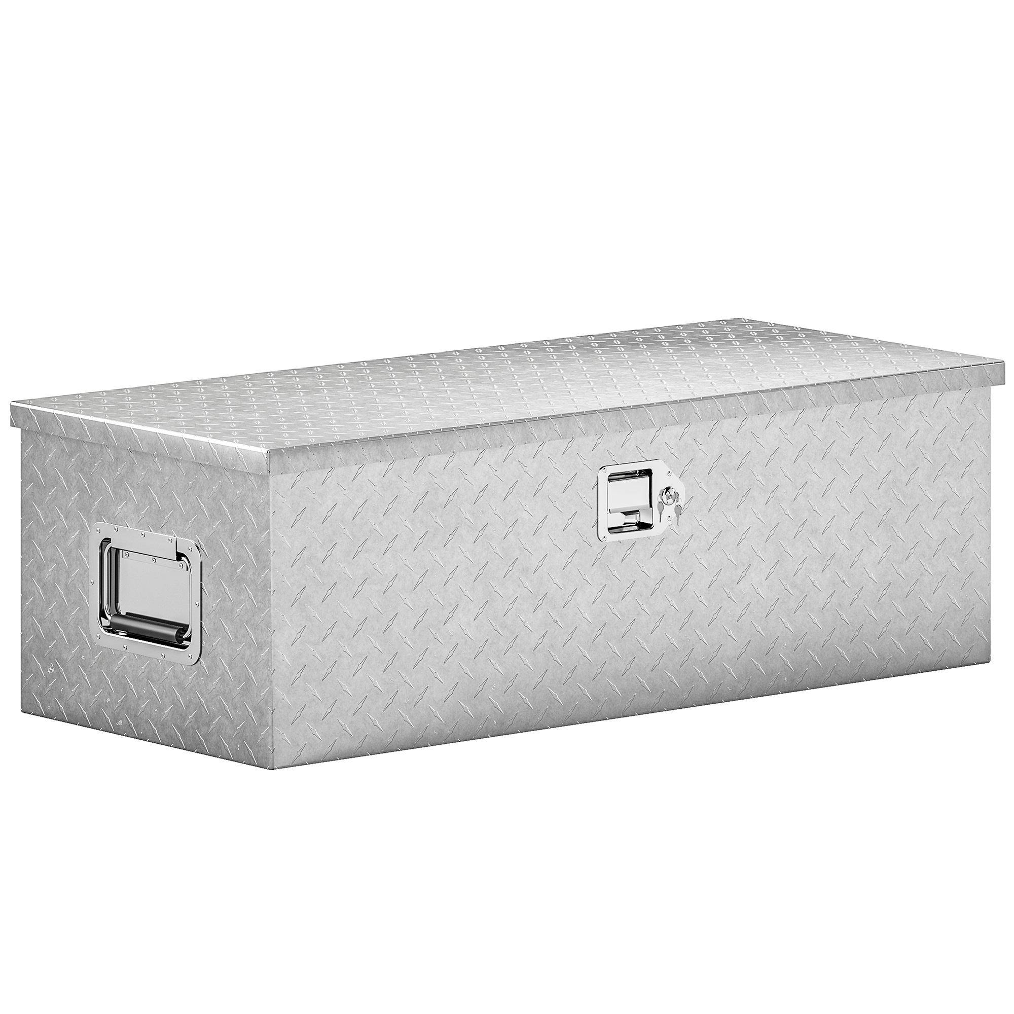 Werkzeugkoffer Aluminium 43 L, Mit Schloss Und 2 Schlüsseln, Seitengriff, Silber, 76x33x24 Cm
