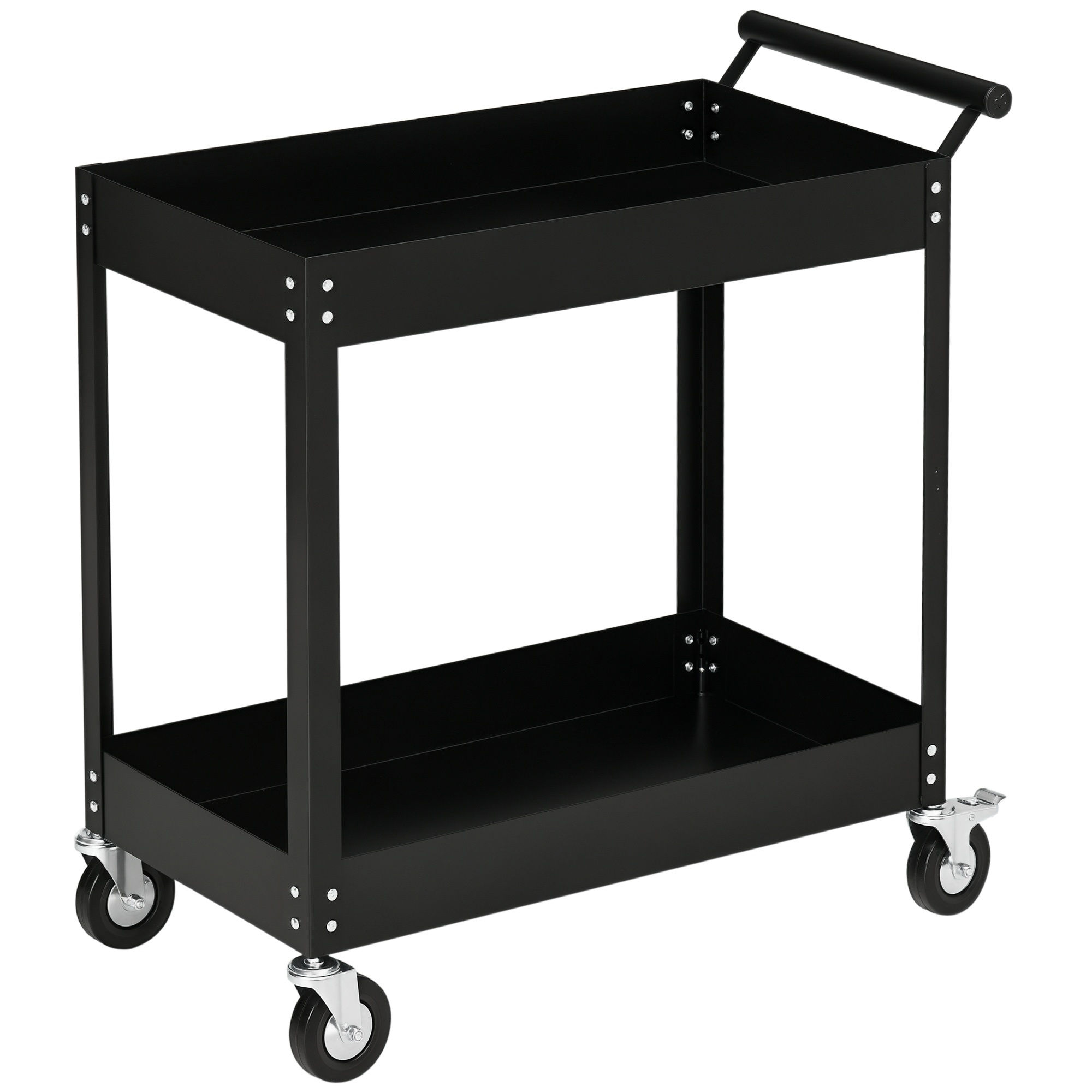 Werkzeugwagen Mit 2 Ablagen Aus Stahl, 84,5x38x84 Cm, Schwarz