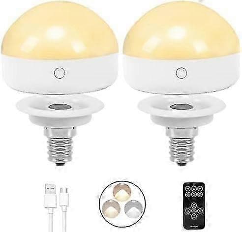 Wiederaufladbare E14-glühbirne, 2er-pack, 300 Lm, Entspricht 40 W, Abnehmbarer Ladeanschluss, 3 Farbtemperaturen, Notleuchte Mit Fernbedienung, Dimmer, Ti [db]