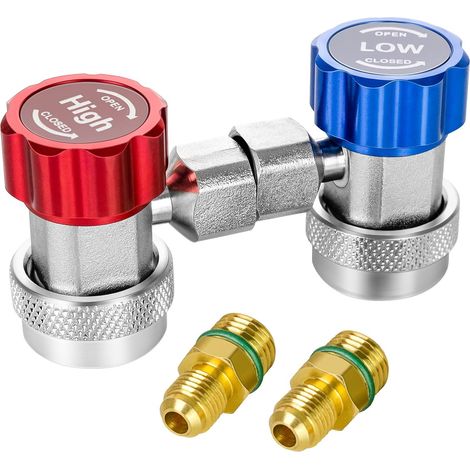 R134a Einstellbare Ac-klimaanlage Schnellkupplung Verbinder Paar Adapter Hoch/niedrig 1/4" Sae Hvac Schlauchverbinder Sammler Kühlung