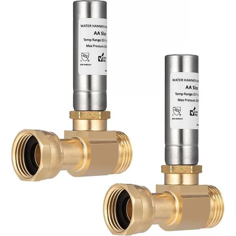 2er-pack Messing-wasserhammerdämpfer 1,9 Cm Nh Mit Geradem Absperrventil, Geräuschreduzierung, Stoßdämpfer Für Waschmaschine, Installation Für Waschmaschinenarmatur, Aus Messing C46500