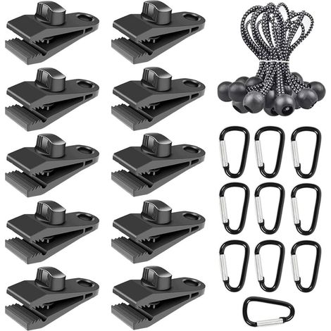 30 Stück Zeltclips, Planenclips, Klammern Für Markisen, Clips Für Planen Mit Elastischer Kugelschnur Und Karabiner Für Camping Im Freien, Zelte, Markisen