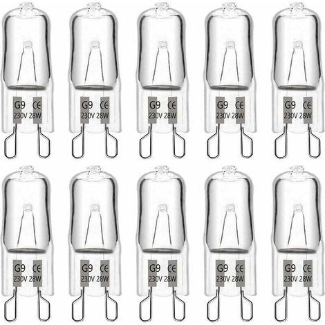 Halogen-g9-leuchtmittel 28w 230v, 370lm 2700k Warmweiß Dimmbar, G9-kapsel-lampen, Für Kronleuchter, Gartenbeleuchtung, Wandleuchten, Schrankbeleuchtung, 10er-pack