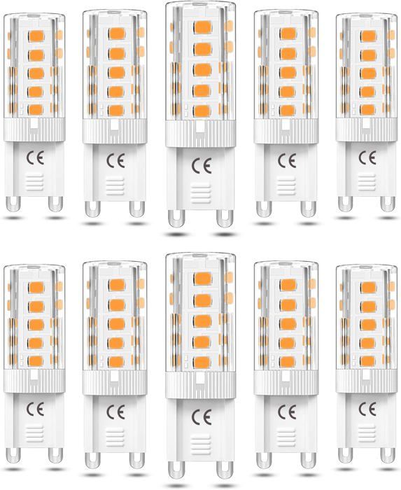 10 Stück Dimmbare G9-led-lampen, 5 W, Warmweiß, 3000 K, G9-led-lampen Entsprechen 50 W Halogenlampe, Ac110/220 V [energieklasse F]