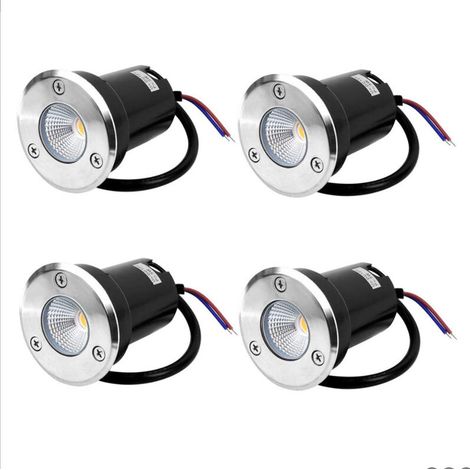 Einbau-led-bodenstrahler 4, Einbau-stehleuchte 5w Für Den Außenbereich, Outdoor-einbau-bodenstrahler, Rostfrei, Belastbar Bis 800 Kg, 12v-24v Dc, Runder Edelstahl, Weiß (warmweiß)