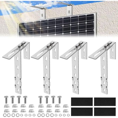 4er-set Halterung Für Solarpanel – Verstellbare Balkonhalterung Für Solarpaneele – Kein Bohren Erforderlich Für Befestigungsset – Rund Und Eckig – Für Balkon, Dach