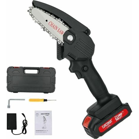 Akku-kettensäge Mini 4 Zoll, Elektrisch Mit 2ah Akku Und Ladegerät Für Garten Und Landwirtschaft