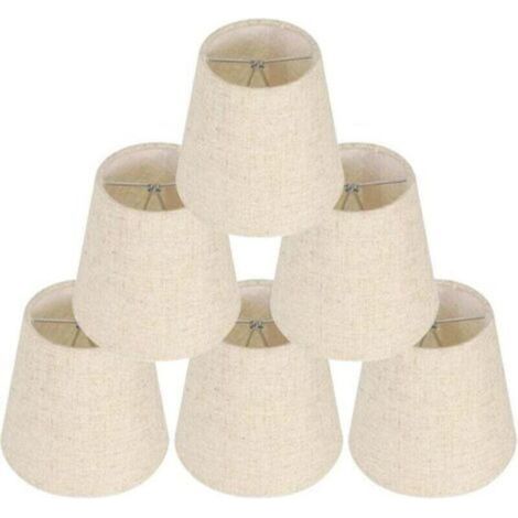 6er-set Lampenschirme Für Tischlampen, Klemm-lampenschirme, Ersatz-lampenschirme Aus Leinen, Kleine Klemm-lampenschirme Für Nachttische, Kristall-wandleuchten Und Kerzenleuchter