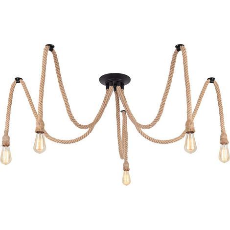 Industrielle Pendelleuchte, Verstellbare Vintage-lampe, Kronleuchter, Seilpendelleuchten Im Kreativen Stil Für Wohnzimmer, Restaurant, Bar Und Café (5-flammig)