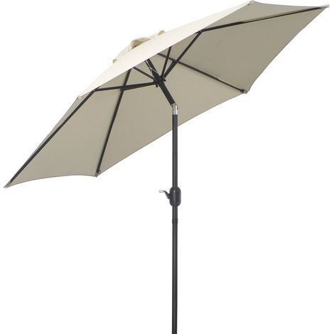 Faltbarer Sonnenschirm, Gartenschirm Mit Kurbel 2,6 M, Aluminium, Polyester, 180 G/m², Beige, Ideal Für Garten Und Terrasse
