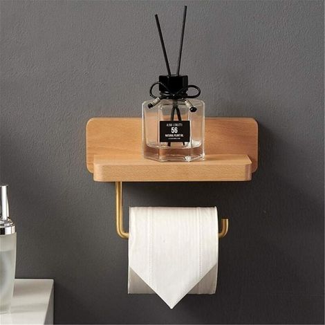 (10x20 Cm) Doppelte Toilettenpapierhalterung Aus Massivem Buchenholz, Wandmontage Mit Selbstklebung, Abgerundete Ecken, Dekorativer Wc-papierrollenhalter Für Das Badezimmer (buche, 3,93'' X 7,87'')
