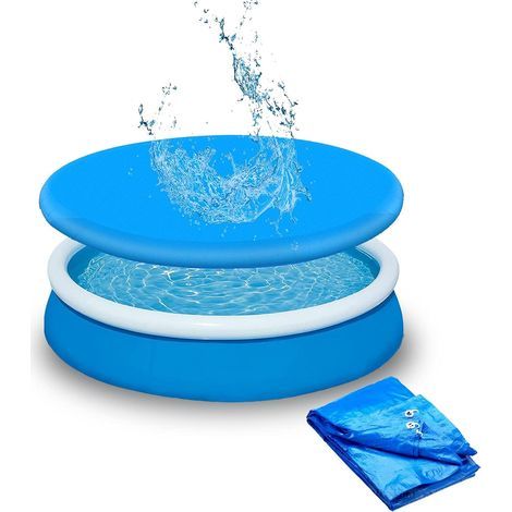 Poolabdeckung, Runde Poolabdeckung, Schutzabdeckung Für Pool Mit Metallösen Und Kordelzug, Schützt Vor Regen Und Verunreinigungen - Durchmesser: 210 Cm