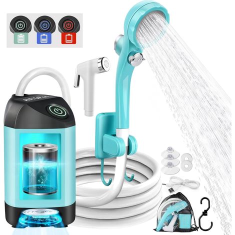Portable Camping-dusche Autopkio, Verbesserte Außendusche Mit Wiederaufladbarem 4500-mah-akku Und Ipx7-wasserdichter Pumpe Für Strand, Wandern Und Autowäsche, Blau