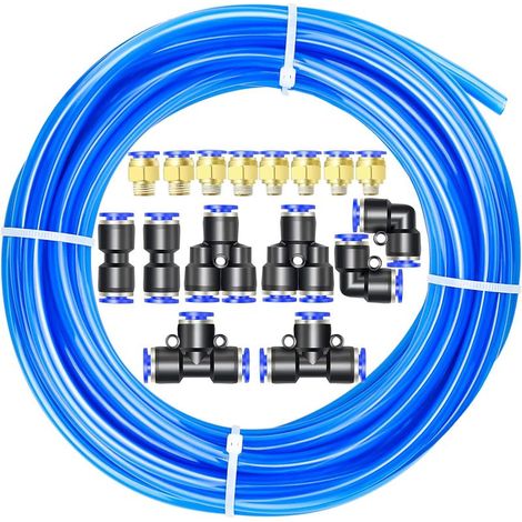 Schlauchluft Pu 10 M – 8 Mm Außendurchmesser X 5 Mm Innendurchmesser, Blau, Mit 14 Steckverbindern