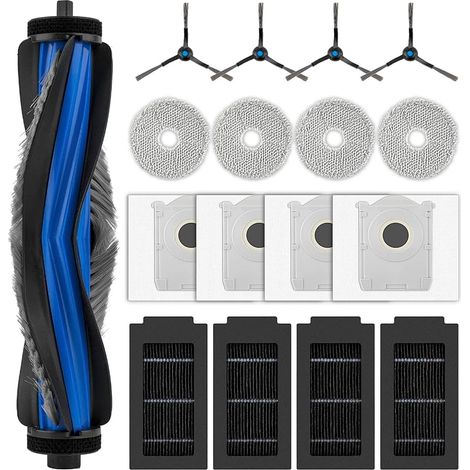 (17-teiliges) T50 Pro Omni Zubehörset Für Saugroboter Ecovacs Deebot T50 Omni / T50 Pro Omni, 1 Walzenbürste, 4 Seitenbürsten, 4 Staubbeutel, 4 Hepa-filter, 4 Wischmopps