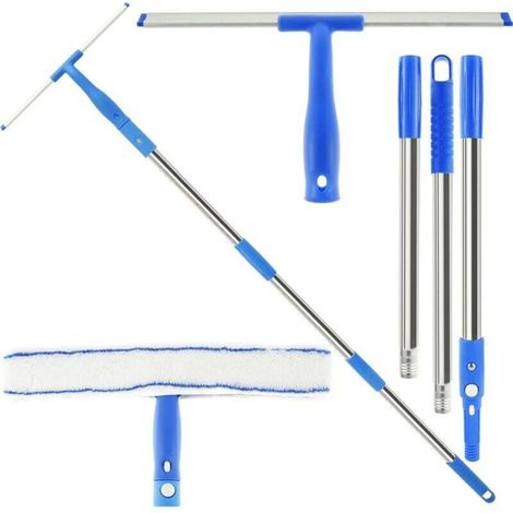 Professioneller Fensterreiniger, Set Mit Rotierenden Bürsten Und Schrubbern Sowie Abnehmbaren Fensterreinigungswerkzeugen, 120 Cm, Edelstahl Für Fenster
