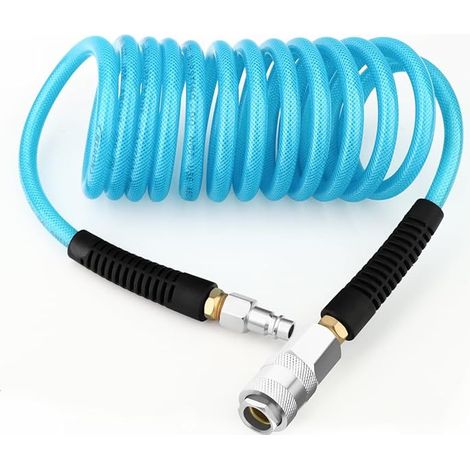 1/4" X 3m Polyurethan-rückziehluftschlauch 6mm Mit Biegeschutz, 1/4" Europa-schnellkupplung Und Stecker, Für Luftkompressor, Blau