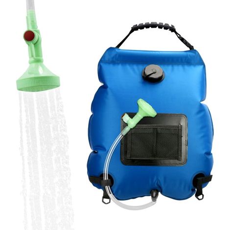 Solarduschsack – 20l – Blau – Außenbereich – Faltbarer Wassersack – Solarheizung – Camping