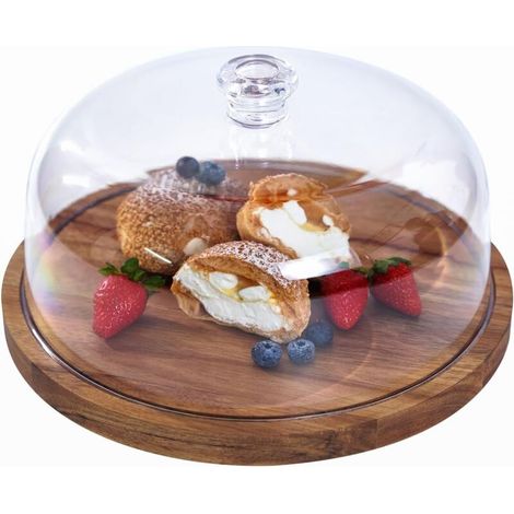 30 Cm Runder Tortenaufsteller Aus Akazienholz, 2-in-1-dessertpräsentationsset Für Käse, Chips Und Dips, Nachos Und Obstplatte