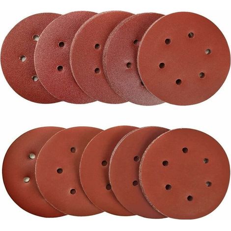 100 Stück 150 Mm Schleifpapiere, Exzenter-schleifteller Mit 6 Löchern, Körnungen 40/80/120/180/320/600/800/1000/1500/2000, Ideal Zum Schleifen, Polieren Und Entrosten
