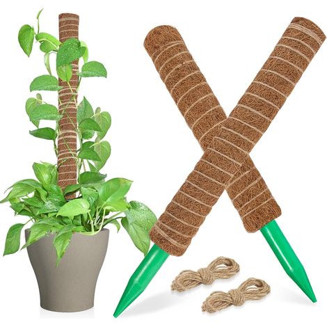 Monstera Stütze, 4 Stück 40 Cm Kokosstütze, Sphagnum Mit Hakenband, Kabelbinder Und Schnur, Kletterpflanzenstütze Für Hausgarten Innenpflanze Monstera
