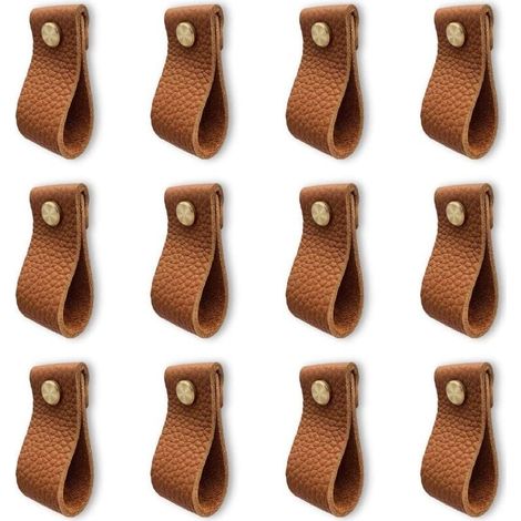 12er-set Küchenmöbelgriffe, Ledermöbelgriff, Türgriff Mit Schraubenmuttern, Stoßfeste Griffknöpfe Für Schrank, Schubladen Und Kommoden, Schönes Geschenk, Braun