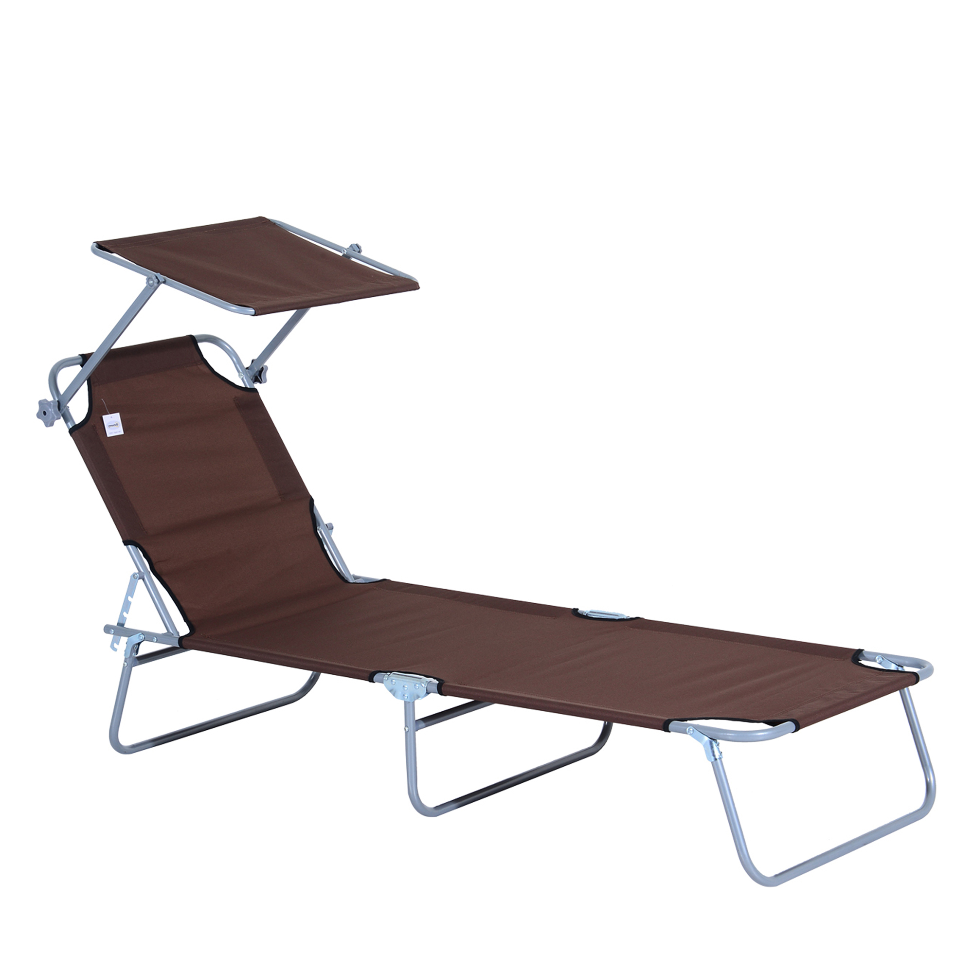 Klappbare Gartenliege/sonnenliege, 187x58x36 Cm, Braun, Sonnendach, Oxford, 120 Kg, Klappbar