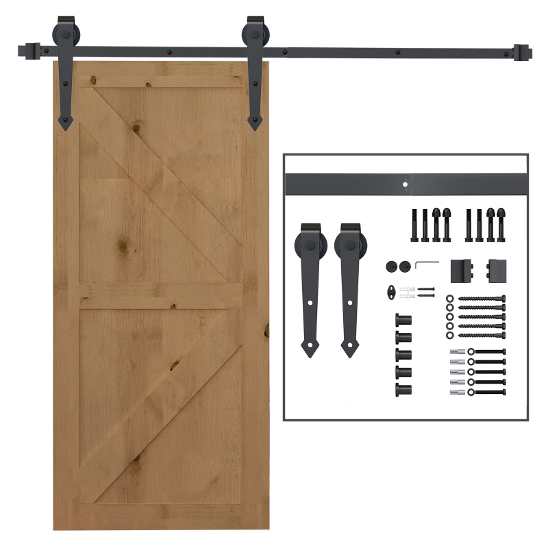 Schiebetüren-beschlagsatz 200 Cm, Set Mit Schienen, Rollen Und Anti-sprung-vorrichtungen, Kohlenstoffstahl, Braun