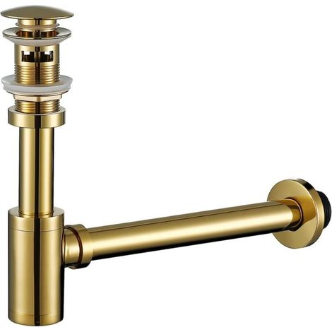 Runder Waschbecken-siphon Aus Messing In P-form Mit 1,5 Zoll Überlauf Und Verdecktem Abflussstopfen Höhenverstellbarer Waschbecken-siphon Ablaufgarnitur-kit