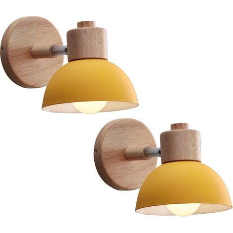 Wandlampe Im Retro-stil Mit E27-fassung Aus Gelbem Schmiedeeisen Für Den Innenbereich – Verstellbare Leuchte Ø15 Cm – 2er-set Für Schlafzimmer Und Wohnzimmer